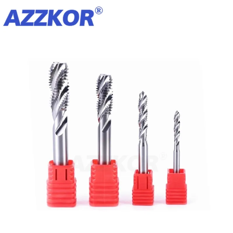 AZZKOR Spiral tungsten wire tap for stainless steel carbide Solid Straight Flute Screw And Taps For Material Iron Mater HRC55