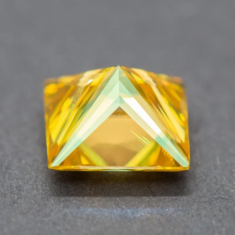 Moissanite Stone Princess Cut Golden Yellow Color Gemstone Lab Grown Diamond For Advanced Jewel Making With GRA Certificate