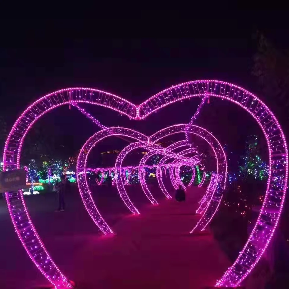 Heart Shape Arch Christmas Lights For Holiday Shopping Mall Decoration