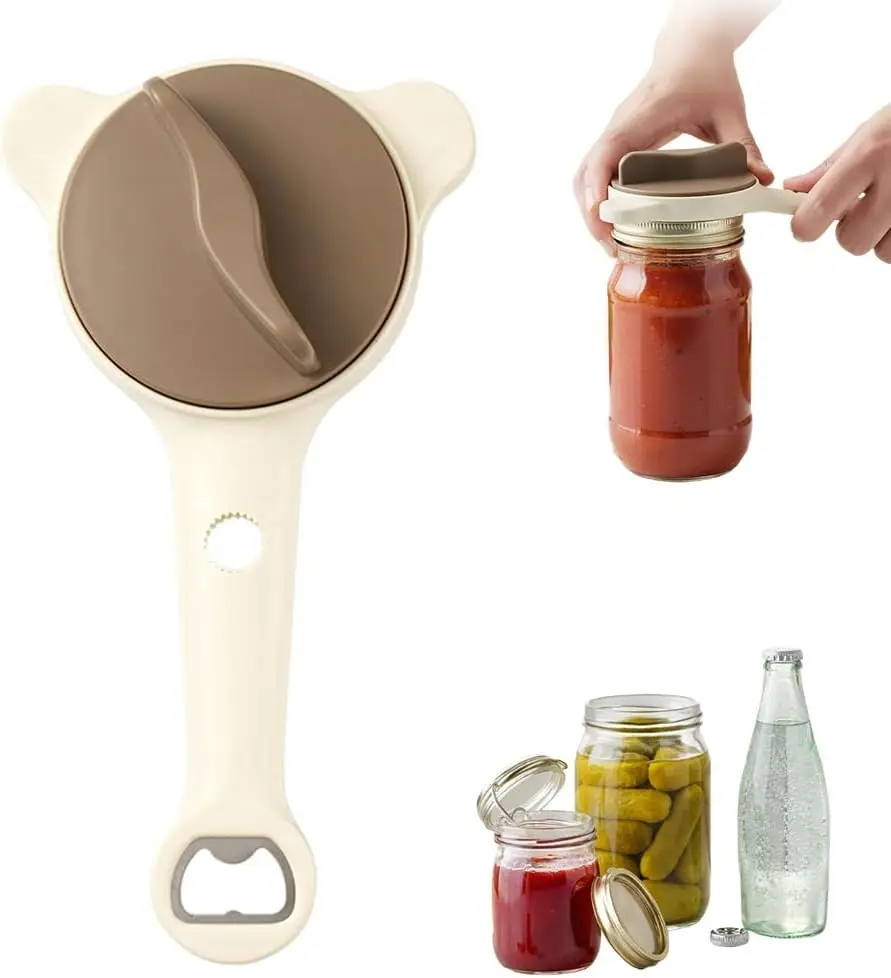 

4-in-1 Jar Opener - Adjustable Stainless Steel Lid Remover for Seniors & Arthritis Sufferers, Fits Kitchen Jars, Bottles & Cans