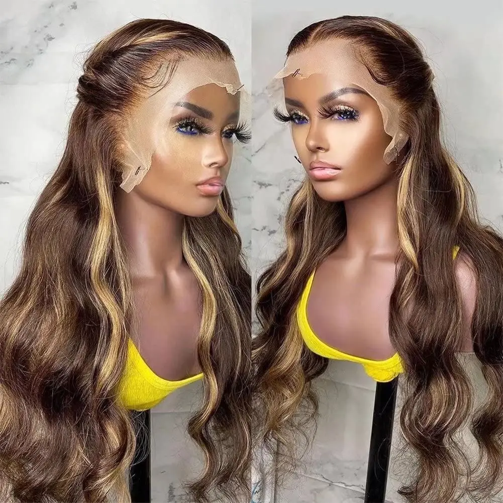 4/27 Honey Blonde human hair lace front wigs Body Wave Human Hair Wigs 13x4 HD Transparent Lace Frontal Wigs