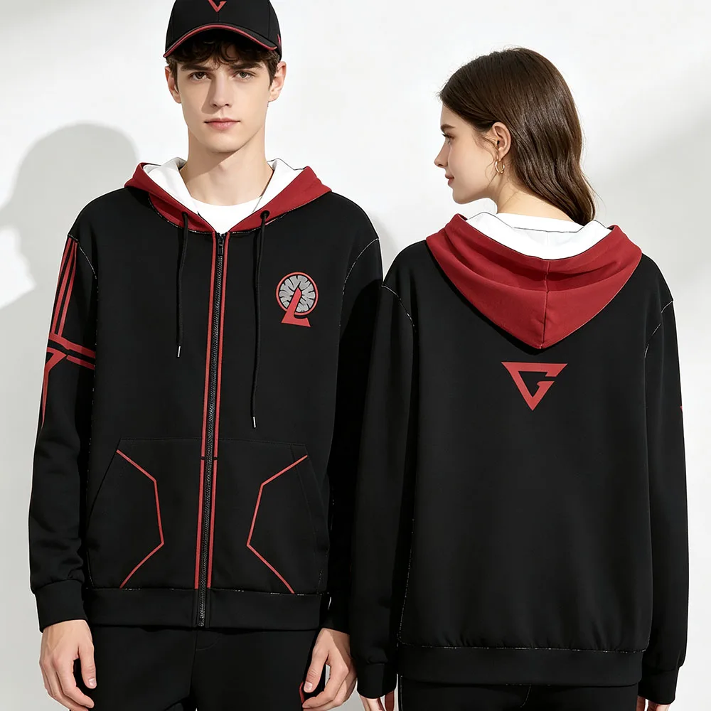 Gebura Cosplay Lobotomy Corporation Zipper Hoodies Limbus Company Zip-Up Hoodies Unisex Streetwear Langarm Mode Pullover – Detail 2