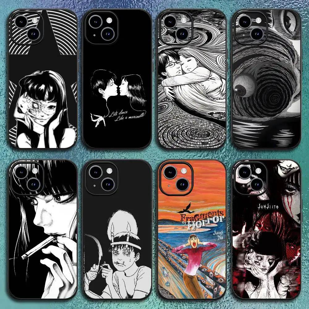 Funda de Silicona Antigolpes para iPhone 17 16 15 11 12 14 13 Pro Max Mini X XS XR 7 Plus 17E con Diseño de Anime de Terror de Junji Ito