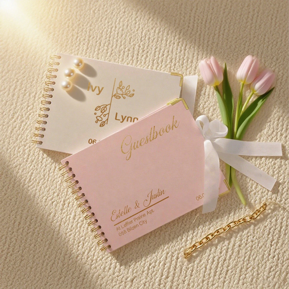 Personalized Wedding Guest Book Signature Lbum Custom Couple's Names Date,Bridesmaid/Bachelorette Party Gift,Wedding Guest Book