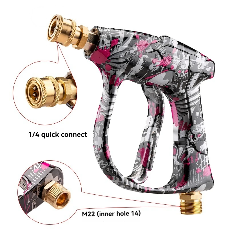2026 New Graffiti Design Pressure Washer Spray Gun, Aluminum Valve Copper Head, 5 Nozzle Tips Kit, 1/4