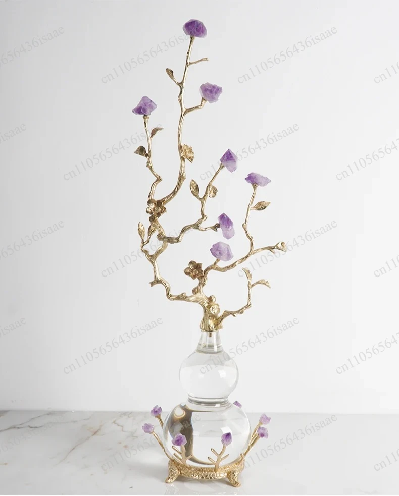 

Elegant Transparent Crystal Gourd Statue High Grade Household Living Room Feng Shui Decoration