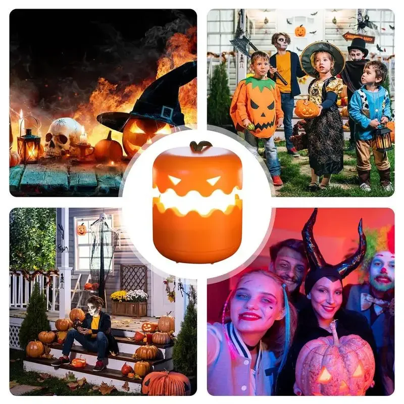 Halloween Night Light Foldable Pumpkin Lantern with Hanging Rope Halloween Party Decoration Atmosphere LED Night Light