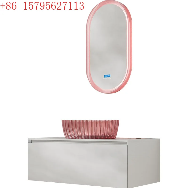 

Transparent resin bathroom cabinet combination LED mirror household washstand integrated source factory