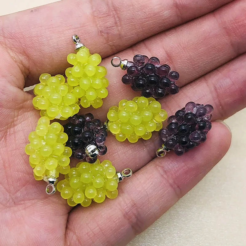 3pcs 3D Crystal Grapes Earring Charms Mini Miniature Fruit Pendant For Eardrop Bracelet Keychain Decor Diy Sweet Jewelry Make