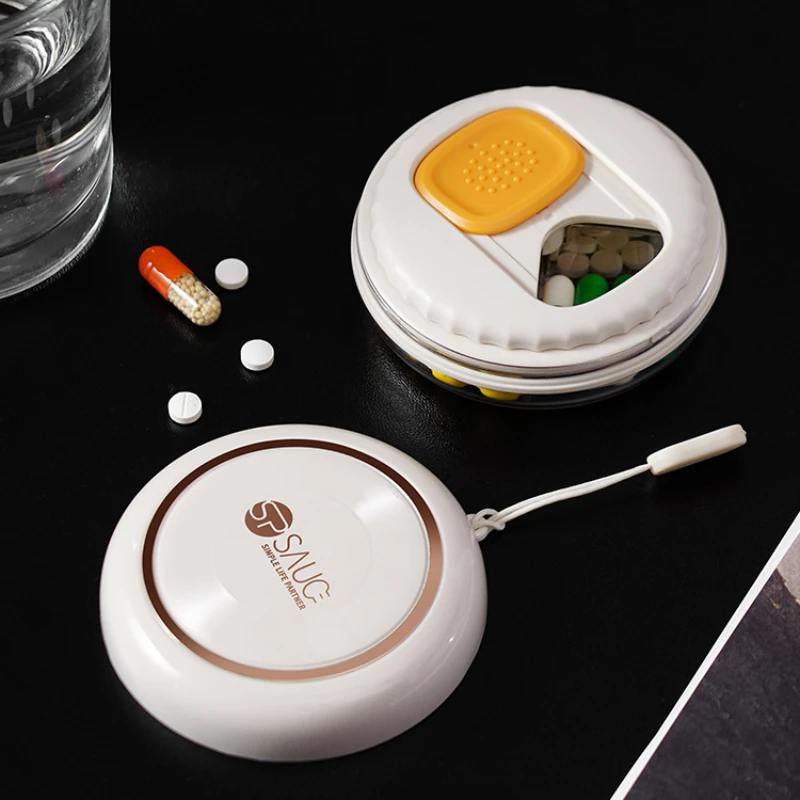 Japan Sealed Pill Box, Rotates Out the Medicine, Vitamin, Cod Liver Oil and Calcium Tablet, Travel Bottle, Pill Storage Box, 4 G