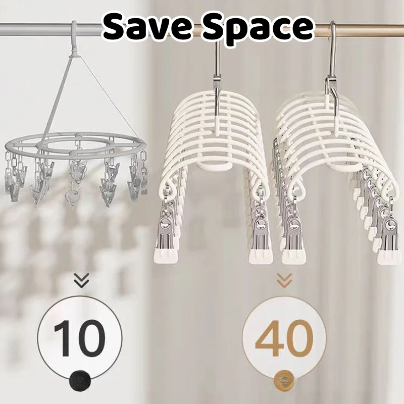 1/2 Stück 20-Clip ​ ​ Wäscheständer ​ ​ Winddicht zum Aufhängen ​ ​ Sockenhalter für Kleiderschrank und Hosen ​ ​ Multifunktionaler Organizer für Unterwäsche – Detail 3