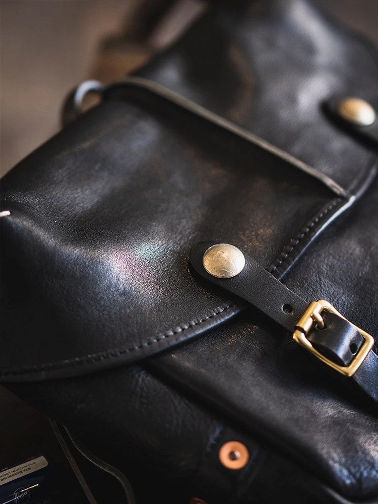 Vintage personality designer handmade high-quality cow leather men's messenger bag work luxury genuine leather shoulder bag
