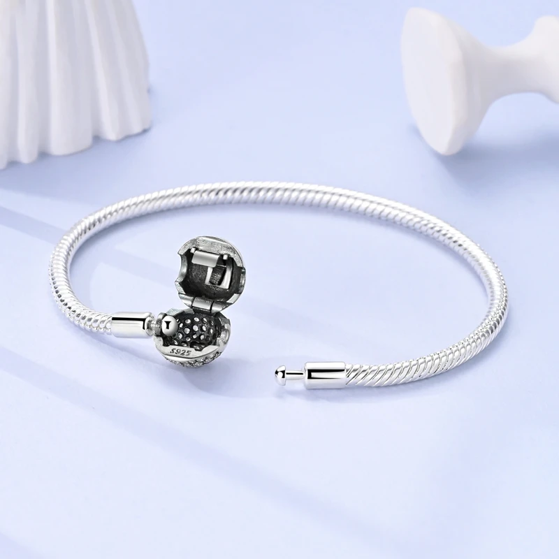 S925 Silver Princess Pink Letter Bow Heart Shaped Trendy Snake Bone Chain Fit Pan Original Charms Beads DIY Gifts Fine Jewelry