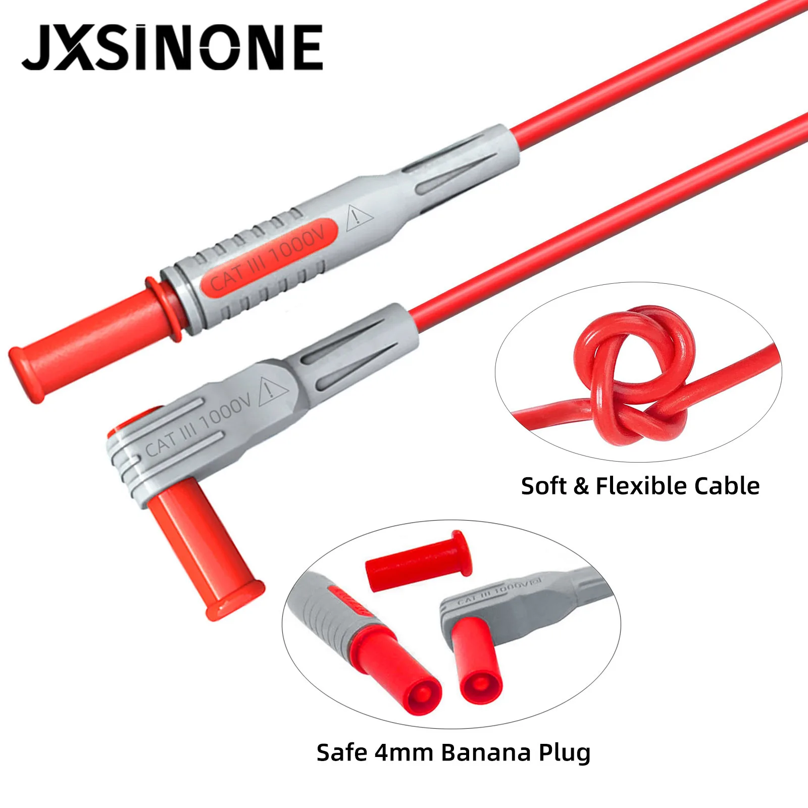 JXSINONE P1308B 18PCS Test Lead Kit 4MM Banana Plug To Test Hook  Replaceable Multimeter Probe Test Wire Probe Alligator Clip