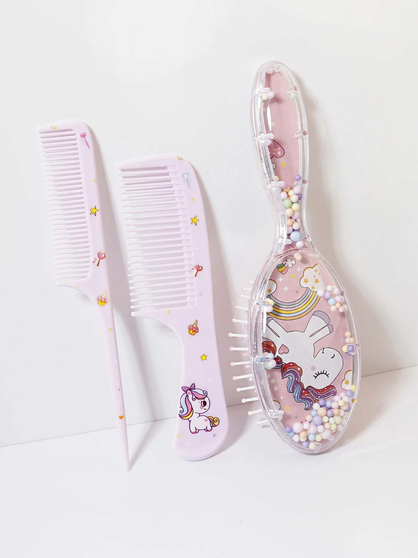 Set di pettini da cartone animato da 3 pezzi, doppio uso bagnato e asciutto, acconciature, adatto a qualsiasi struttura dei capelli, set regalo, speciale per parrucche di capelli veri