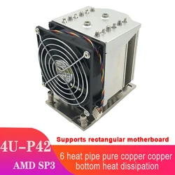 COOLSERVER P42 4U 6 Heatpipe CPU Cooler 250W 4pin PWM Fan Radiator Workstation/Server Heatsink For AMD SP3 Motherboard