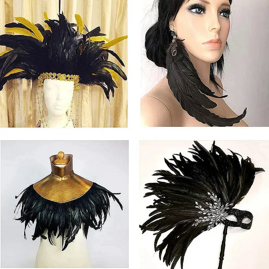 20/100Pcs 25-30CM DIY Rooster Feather Crafts Sewing Clothing Decor Plume Home Party Women\'s Feather Headwear Wedding Accessories