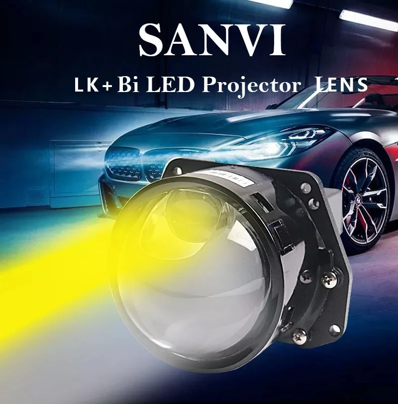 Sanvi Car 12V 3 Inch 55W 6000K LK+ Bi Laser LED Projector Lens Headlights LHD RHD For H4 H7 9005 9006 Motorcycle Accessories