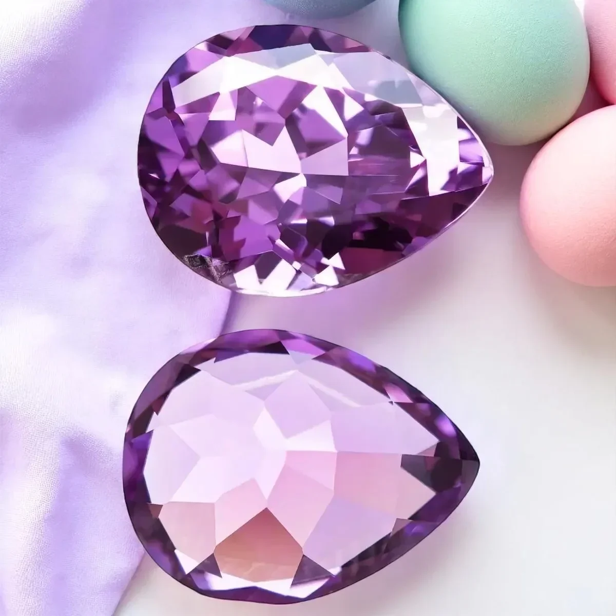 

Pear Shaped Lab Grown Sapphire purplish red and purplish blue Color DIY Ring Necklace Earrings Main Materials with Certificate