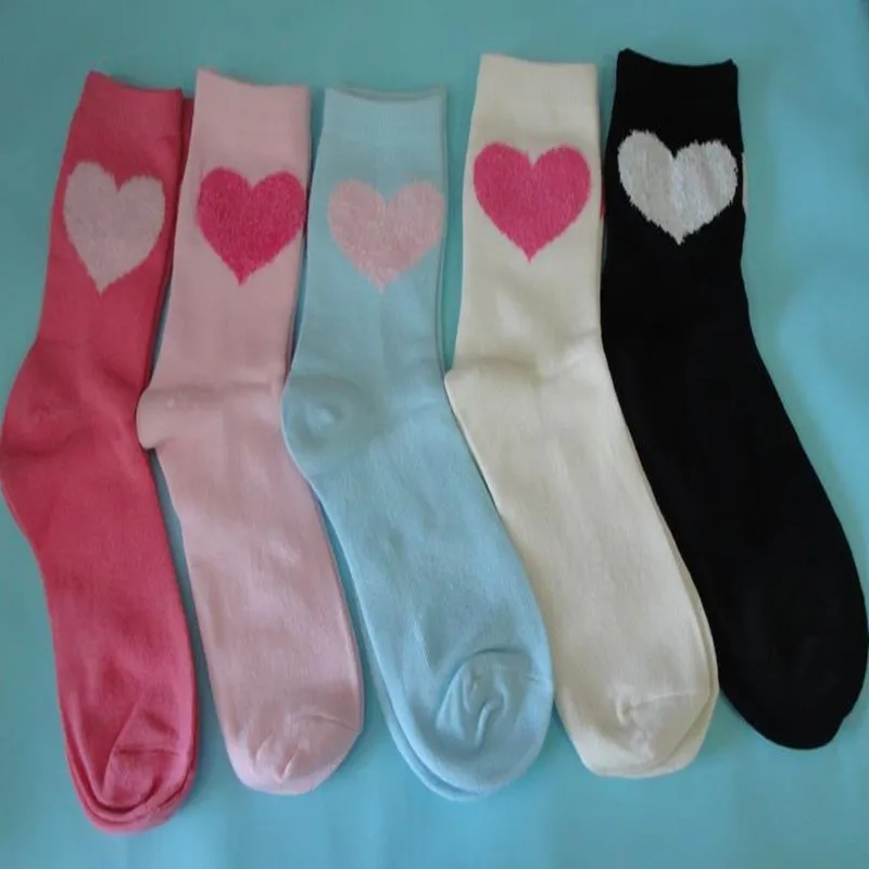 

Anyongzu 5pair/lot Ladies' Pure Love Short Socks Cotton 23cm Comfort And Sweat Breathable Socks