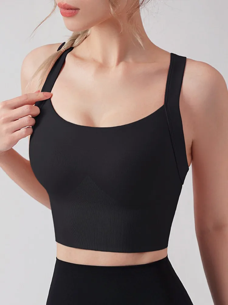 Seamless Plus Size Sports Bra Women Fixed Chest Pad Yoga Bra Vest Shockproof Brasier Gym Fitness Top Women Underwear Bralette