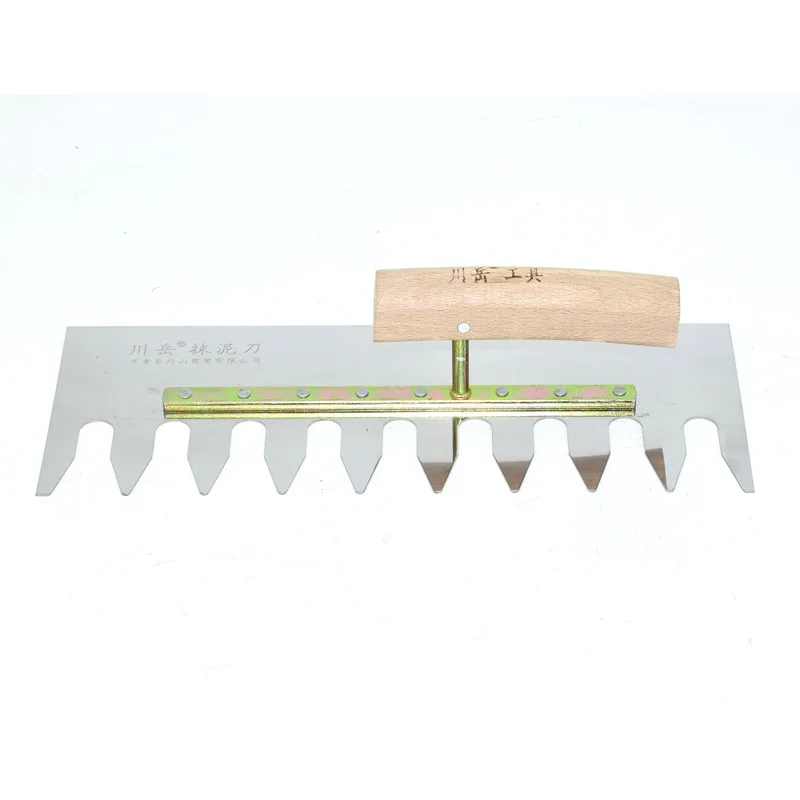 Tile Tool Tile Trowel Stainless Steel Blade Large Notch Wooden Handle Tile Masonry Putty Knife 11.8inch X 4.5inch Household tool