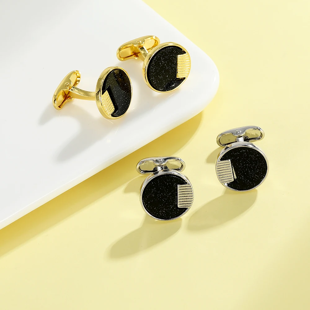 Funny Carbon Fiber Design Galaxy Mens Cufflinks Golden And Silvery Unique Whale Back Closure Round Sleeve Button