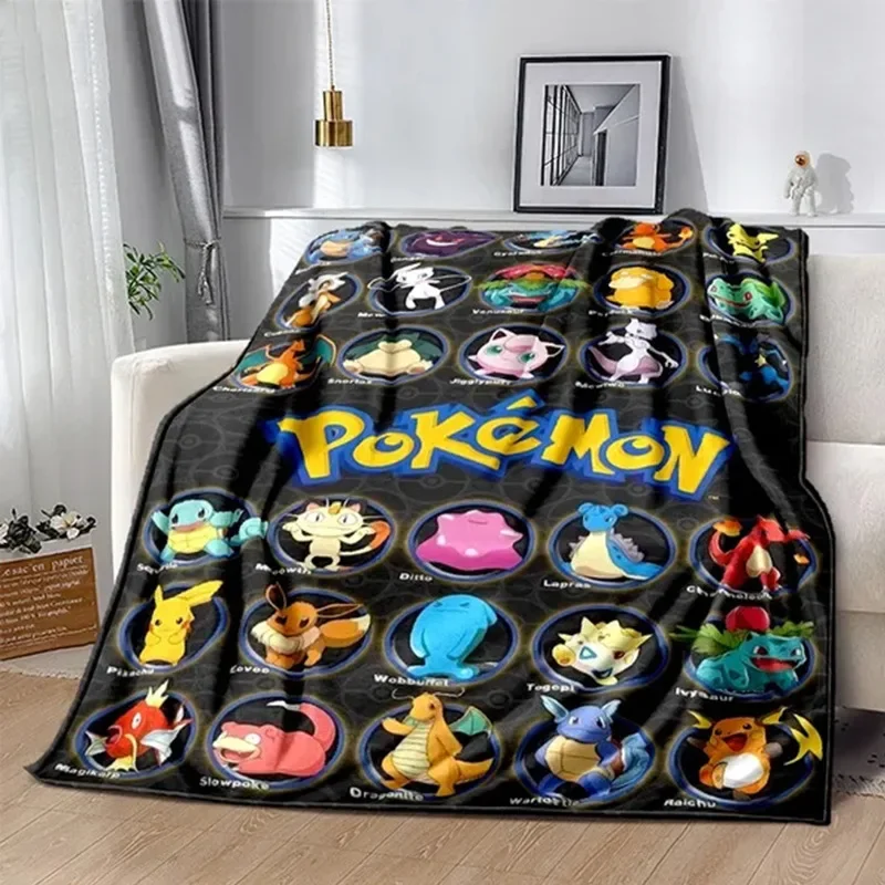 Cartoon Anime Pokemon Flannel Blanket Pikachu Figures Home Sofa Lunch Break Blankets Children Student Blankets Nap Cover Kids