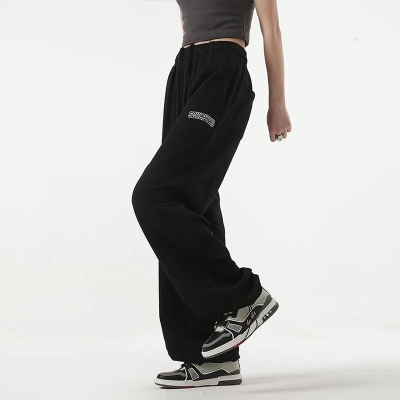 Retro Street Hip Hop Wide Leg Casual Pants Women's Autumn and Winter Design Sense Straight Leg Corset Sweatpants Pants Trend