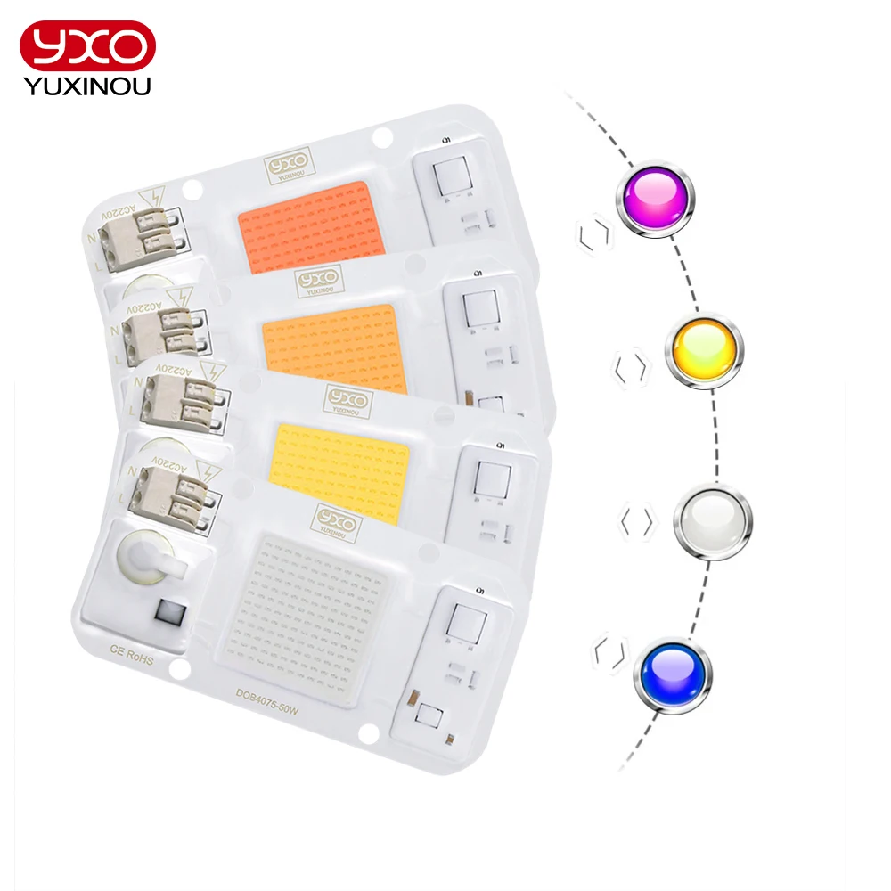 Lâmpada de led com chip cob, lâmpada de led 20w 30w 50w com entrada de 230v ip65 inteligente ic compatível com projeto diy led refletor de rua luz