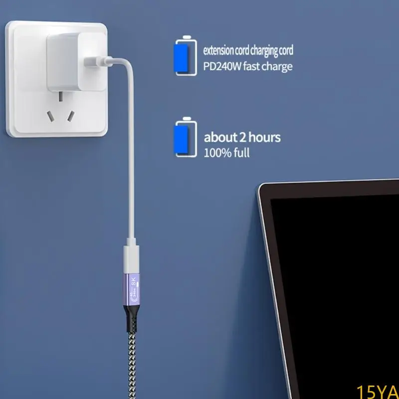 

15YA USB C 4 Кабель кабеля Data Type C Удлинительная кабель высокая скорость 40 Гбит / с передачи данных 8K60 Гц видео для
