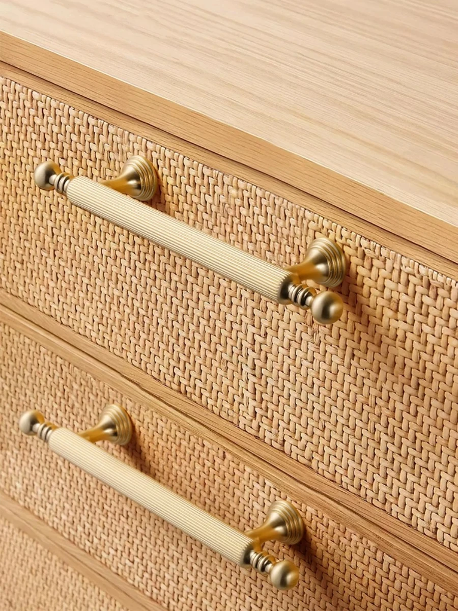 Gold Black Furniture Handle French Cabinet Door Handles Light Luxury Vertical Grain Drawer Pulls Cabinet Small Knob and Handle