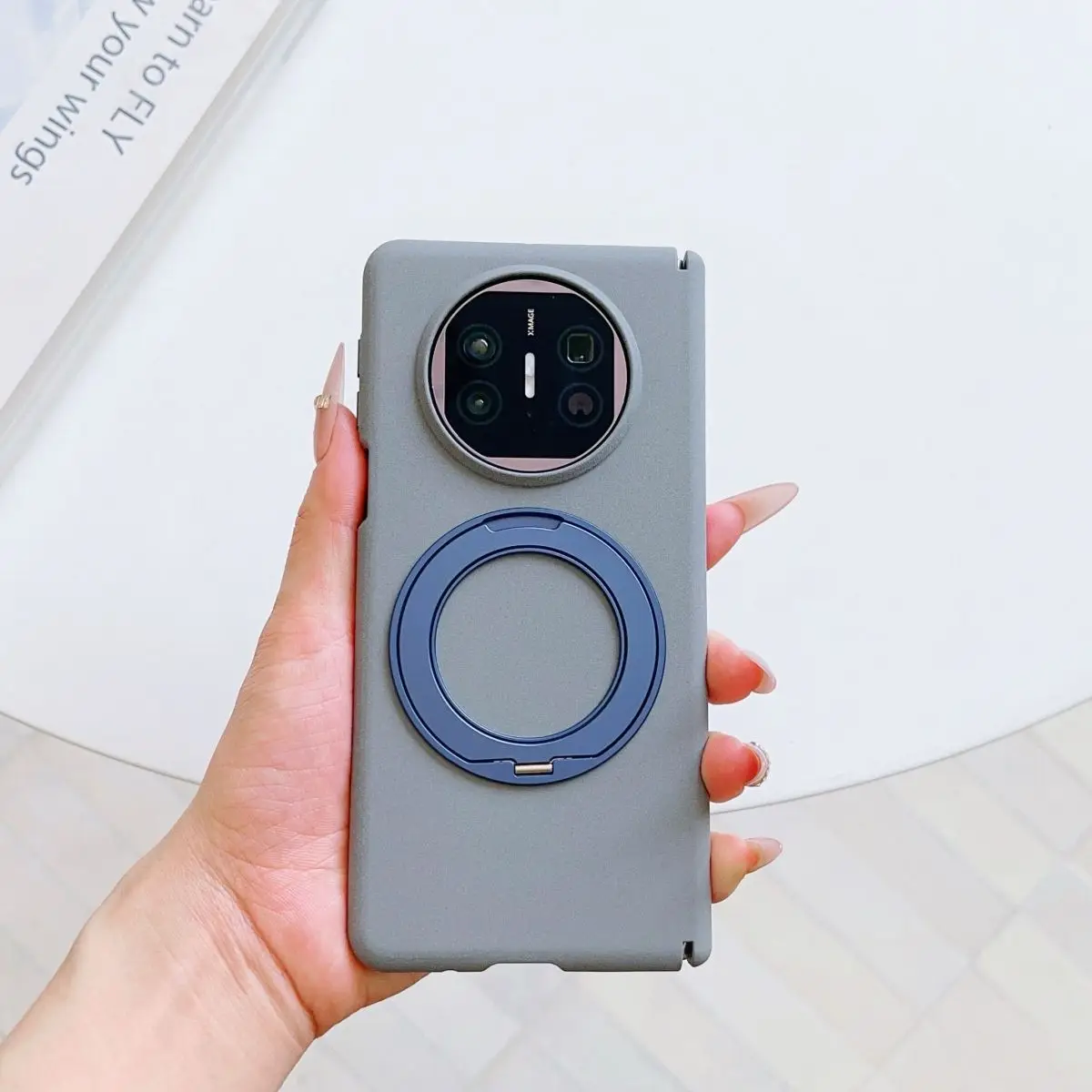 

Luxury Rock Sand Texture Case For Huawei Mate X5 X3 Ultimate Case Magnetic Rotatable Kickstand Shockproof Full Cover Phone Shell