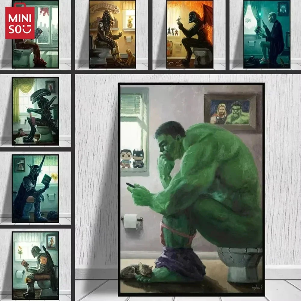 

MINISO Miniso содержит плакат Superheld в Toiletten серии грiyay partesige Wand5] Leinwand для современного Wohnzimmer Home Decorati