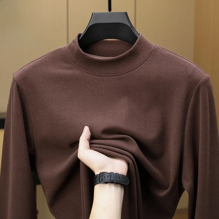 

Мужская двусторонняя термофутболка с длинным рукавом и высоким воротником, теплая внутренняя одежда, смесовая ткань из полиэстера и спандекса, зимняя