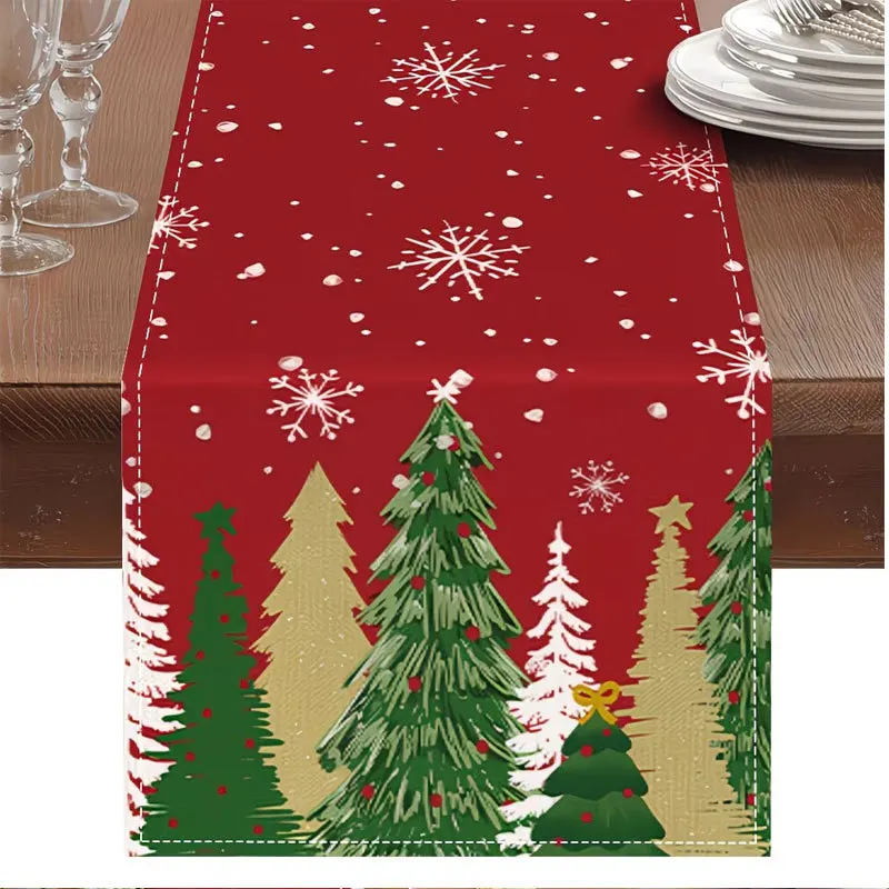 Linen Table Runner Featuring a Purple Moon Phase Wreath Violet Blooms  Stars on Black Mystical Celestial Tabletop Decor