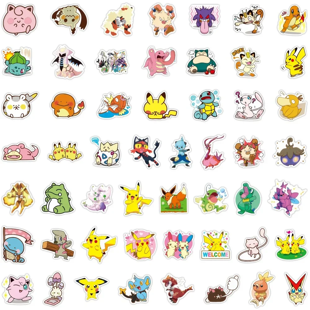 40pcs Pokemon Pikachu Stickers Cute Cartoon Japanese Cartoon Waterproof Stickers