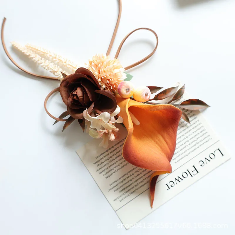 25069 كالا زنبق العروة للرجال، الصدار المعصم الزهور الاصطناعية لديكور الزفاف/حفلة موسيقية/العودة للوطن، الخ قارب بساتين الفاكهة