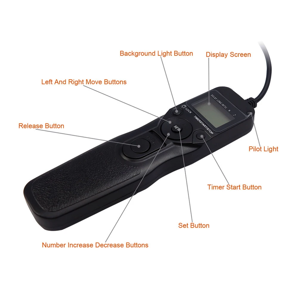 RS-80N3 LCD Timer Shutter Release Remote Control for Canon EOS 5D Mark II 5D 6D 7D 10D 20D 30D 40D 50D 1D 1DS 5D Mark III