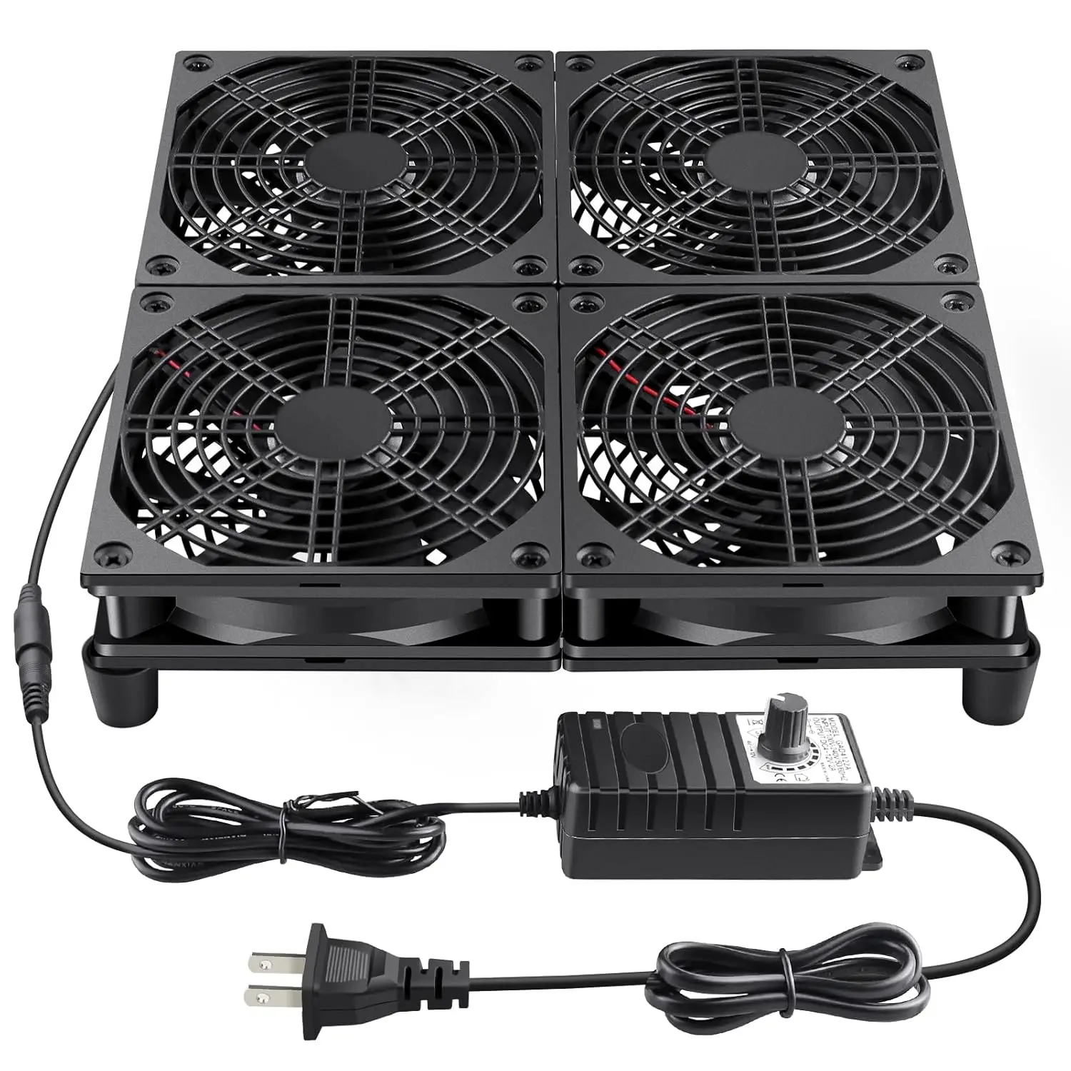 

120mm x 4 Router TV Box Fan with Speed Control for Gaming Consoles, Amplifiers, Xbox, Laptop Stand, Mining Machines Cooling