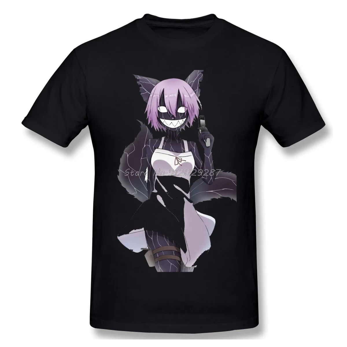 Camiseta de Anime Gleipnir para hombre, camisa negra de cómic de perro Kagaya, Manga Fuuny negra, Algodón puro, Harajuku, vida diaria