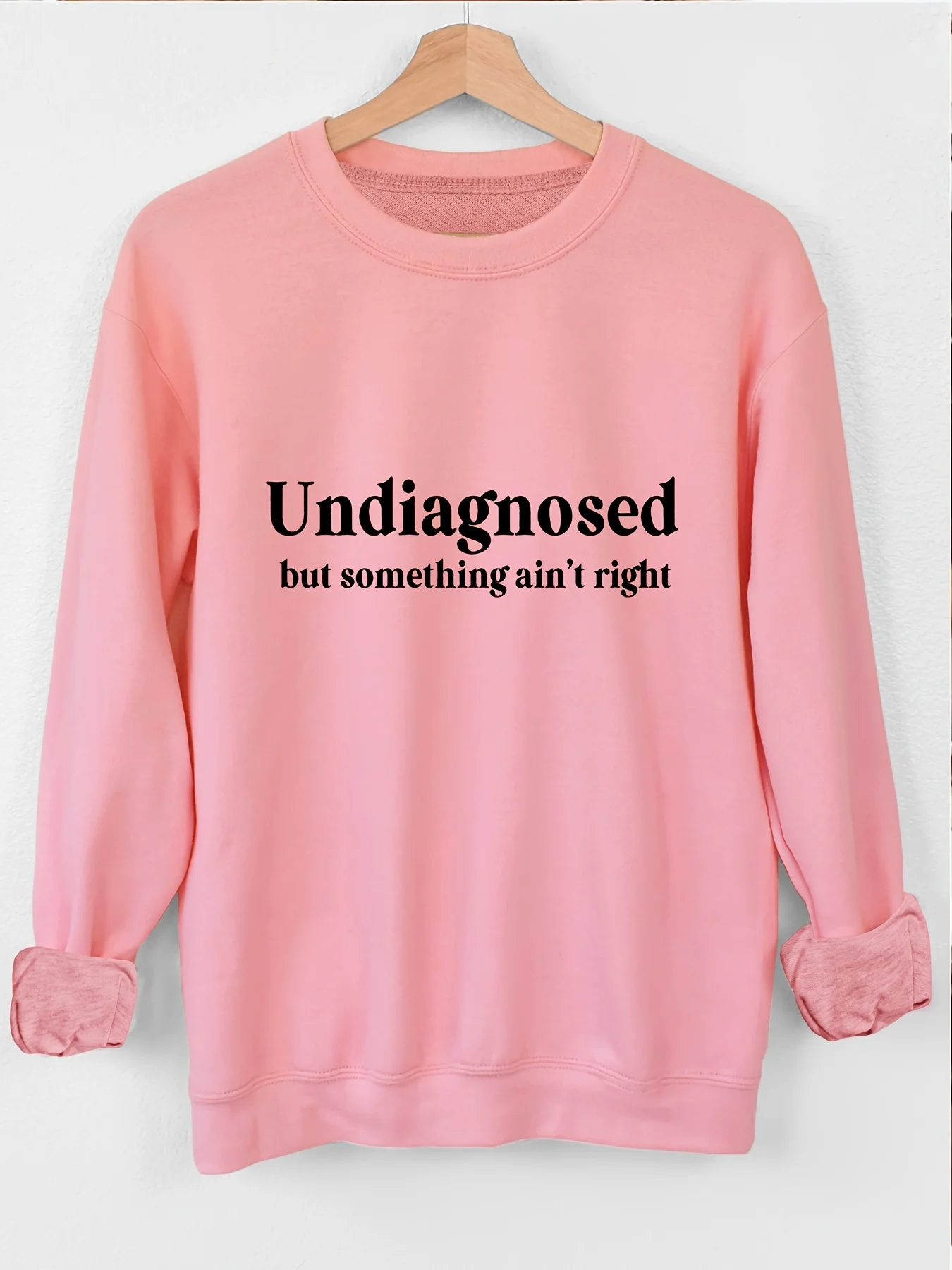 سويت شيرت نسائي كاجوال للخريف والشتاء مطبوع عليه حروف دافئة مريح بأكمام طويلة ورقبة دائرية مع إضافة من الصوف #4