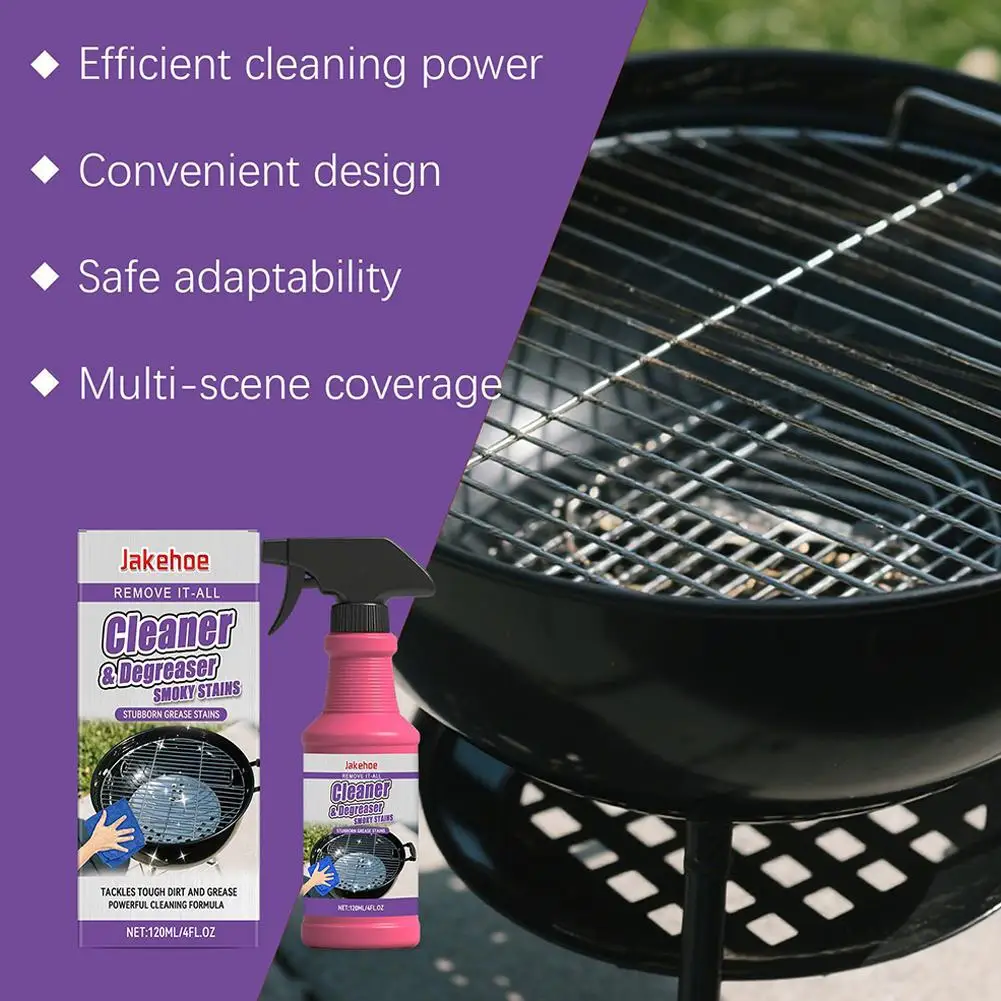 Spray Desengordurante Poderoso de 120ml para Limpeza de Grelhas de Churrasqueira, Fornos e Fogões, Removedor de Manchas de Gordura Pesada para Cozinha.