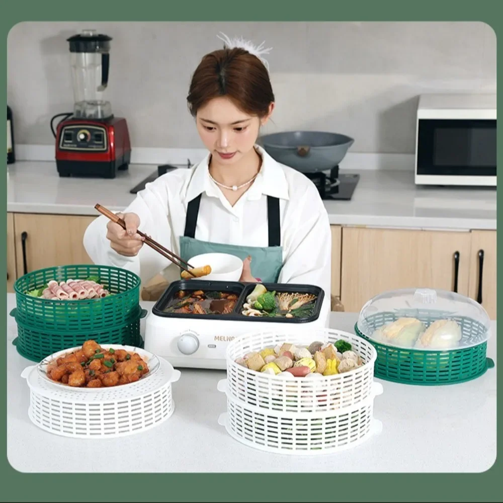 Reusable 6 Layer Table Food Cover Multifunctional Food Cover Storage Tray Outside Draining Basket with Lid Kitchen Tools