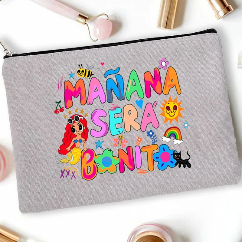 Karol G Manana Sera Bonito Canvas Makeup Bag Midnights Tracklist Graphic Cute Aesthetic Purse Gift for Fans Cosmetic Organizer