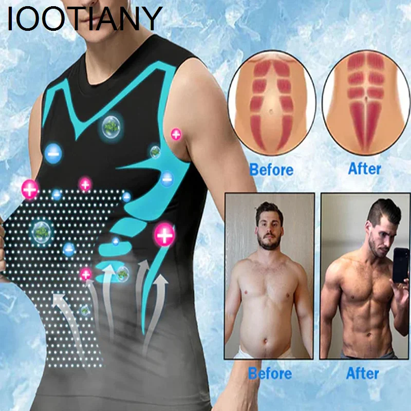 

Ice-Silk Slimming Vest Men's Ionic Shaping Vest Body Shaper Compression T-Shirts Tank Top Tummy Control Quick-dry Fitness Shirts