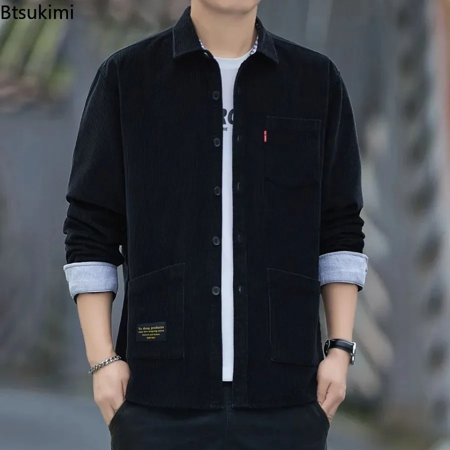 2026 Men's 100% Cotton Corduroy Shirts Spring Autumn New Style Long-sleeved Workwear Multi-Pocket Design Men Casual Shirt Jacket