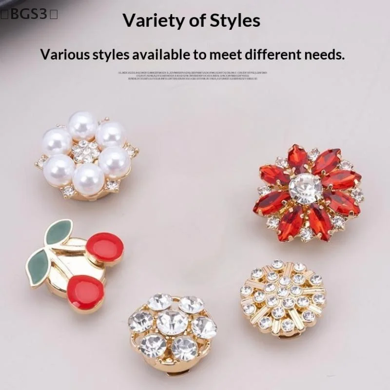 〔BGS3〕Crystal Pearl Button Covers Detachable Clip-On Shirt Coat Decorative Buttons Sewing Button For DIY Blouses Clothing