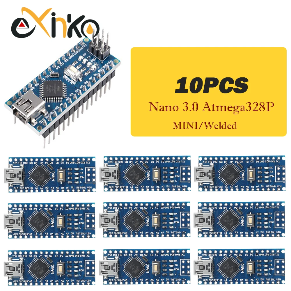 1-10pcs Nano 3.0 With the bootloader compatible controller CH340 USB driver Mini / Type-C / Micro 16Mhz ATMEGA328P for Arduino
