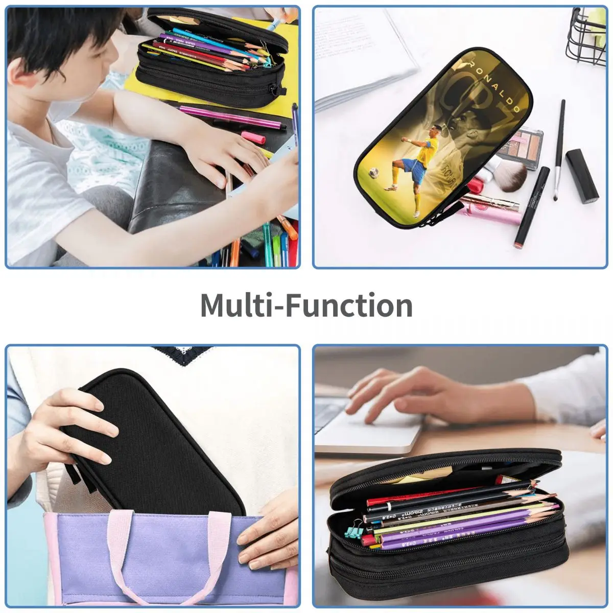 Cr7 Football Soccer Cristianos Pencil Cases Fun Cr7 Pen Holder Bag Girls Boys Big Capacity School Supplies Gifts Pencilcases